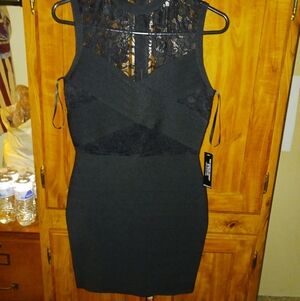 VENUS Black Lace Mini Dress